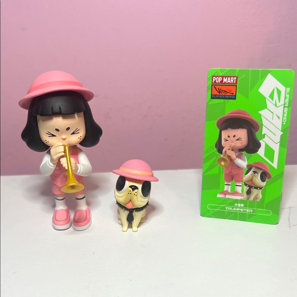 Pop Mart Super Band Trumpeter Figurine with Dog + Card